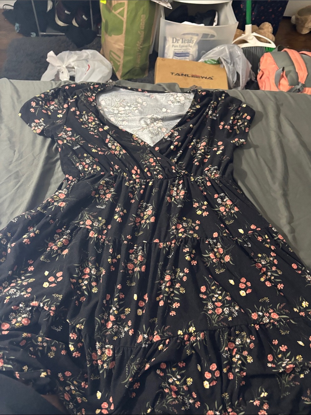 No Boundaries Black Floral Mini Dress
